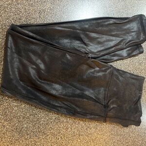 FAUX BLACK LEATHER SPANXS XL. HIGH WAISTED PANT.